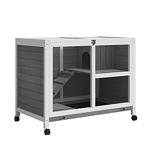 Natural Wood Rabbit Cage with Wheels K5502
