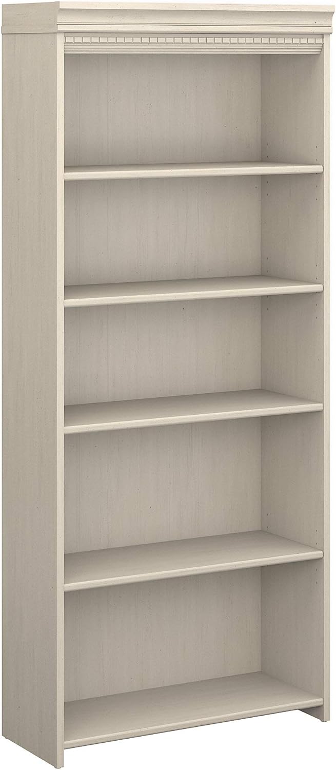 5 Shelf Antique White Bookcase R168