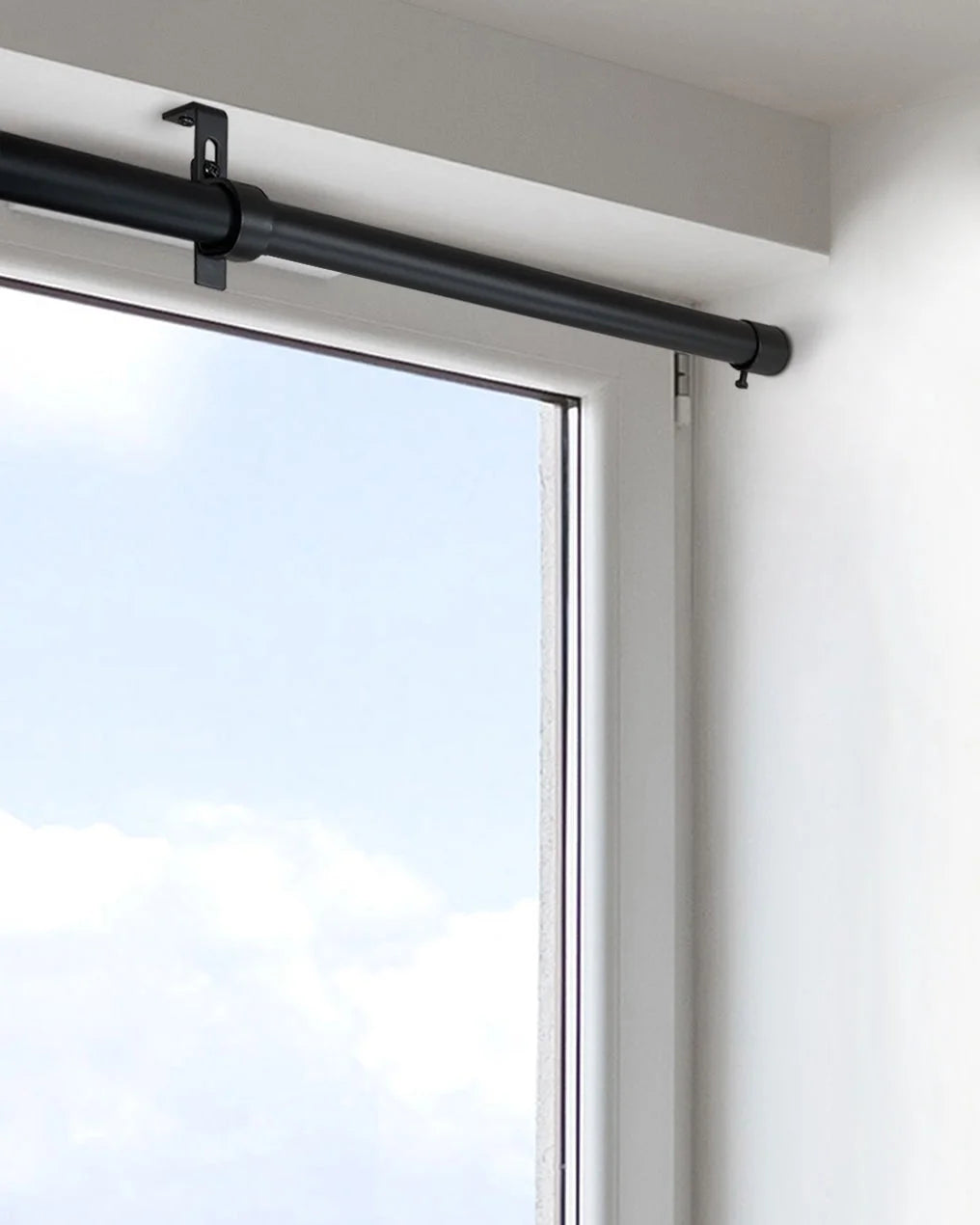 72"-144" 1" dia. Matte Black Curtain Rod Set J63825