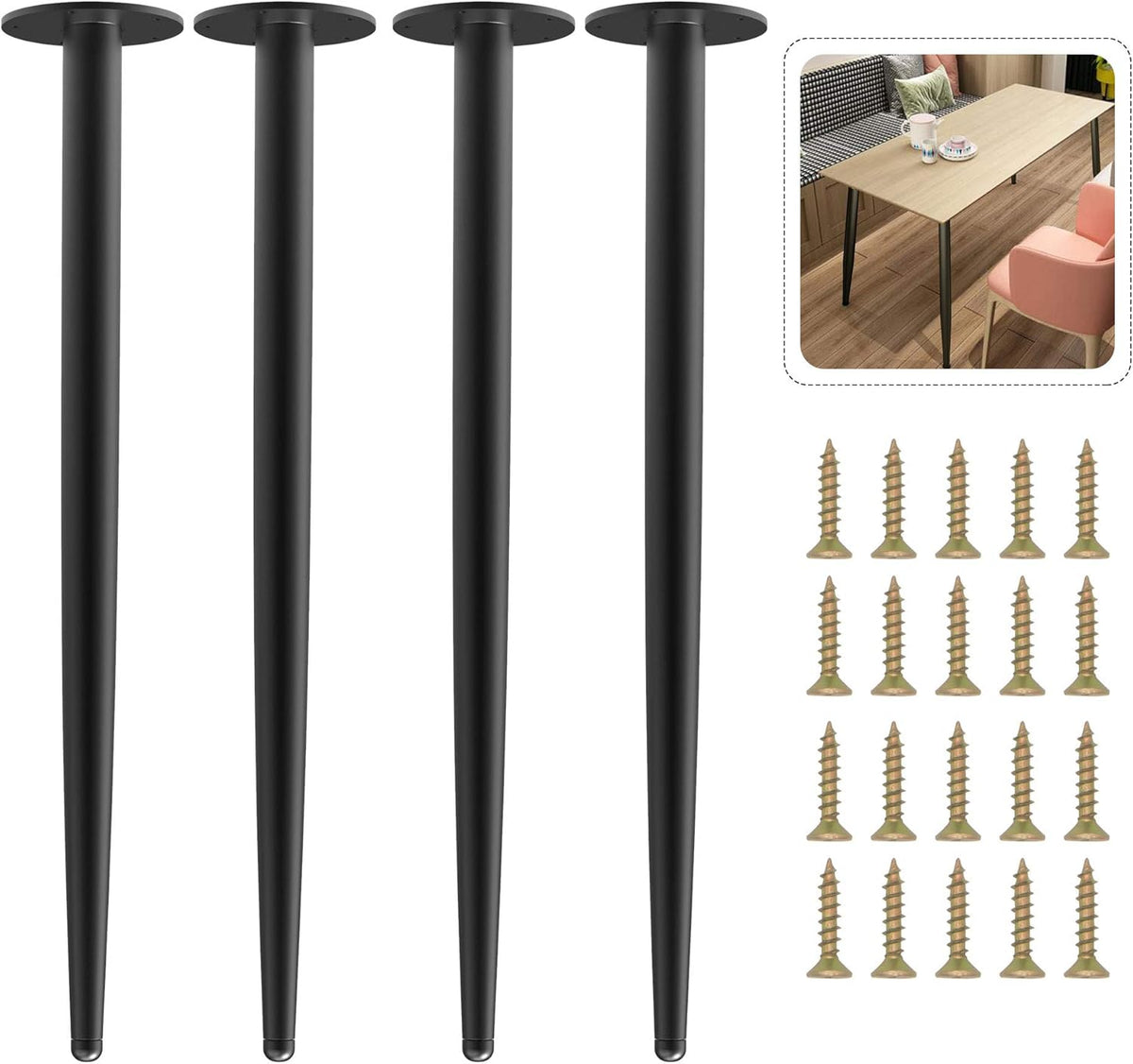 Black Metal Furniture Legs Pack of 4 T2416