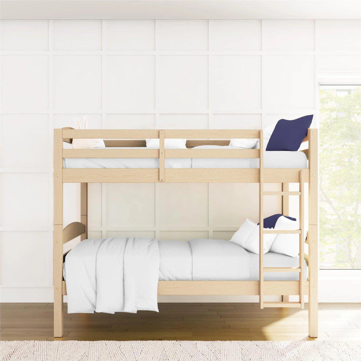 Solid Wood Twin-over-Twin Convertible Bunk Bed O8538