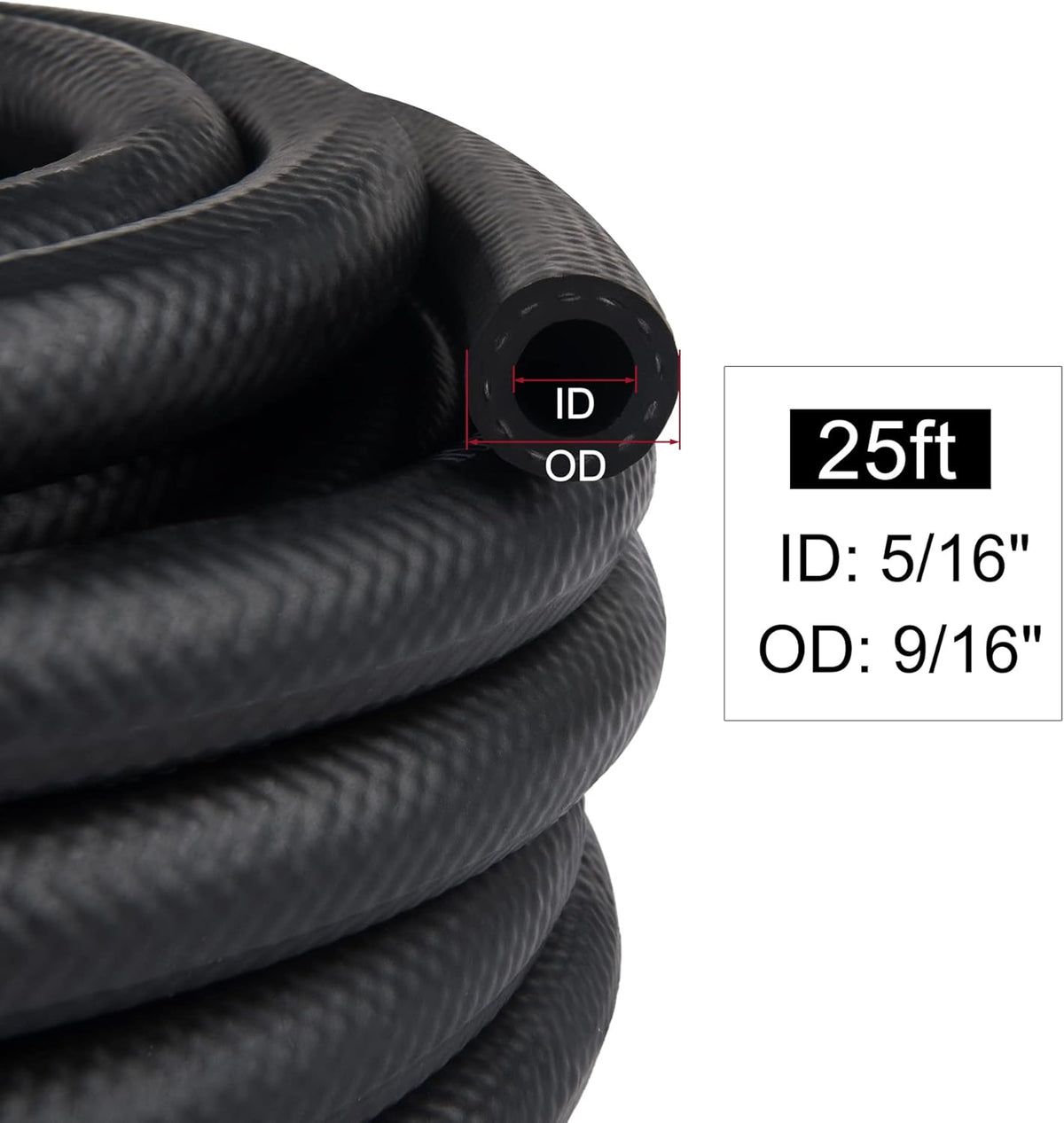 5/16 Fuel Hose Line NBR Rubber 25FT Pack of 2 C6844