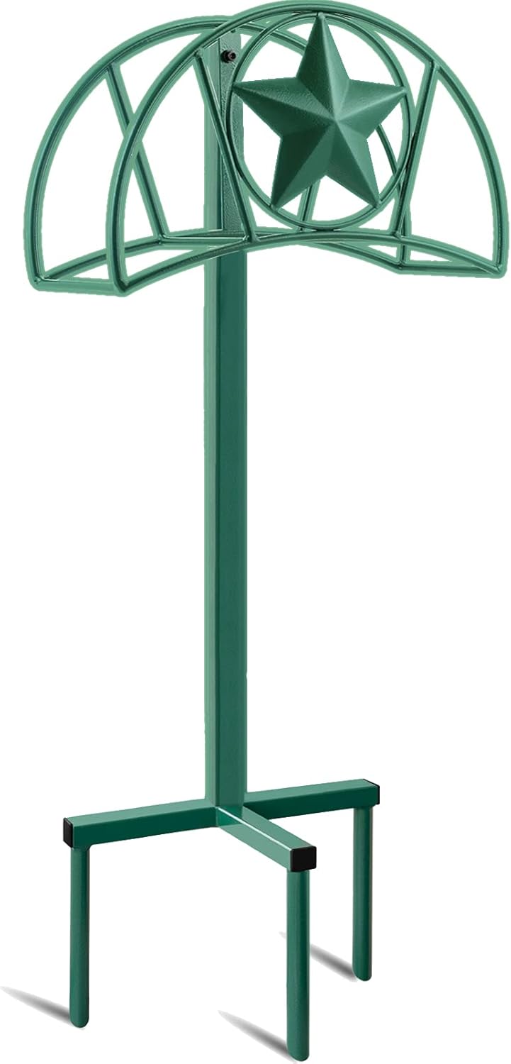 White Freestanding Metal Garden Hose Holder with Ground Stakes, Pack of 2 F26825