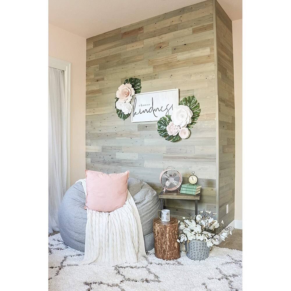 Reclaimed Wooden Wall Planks, Peel and Stick, 5x22 Wide, 10 Sq. ft, Driftwood M8211