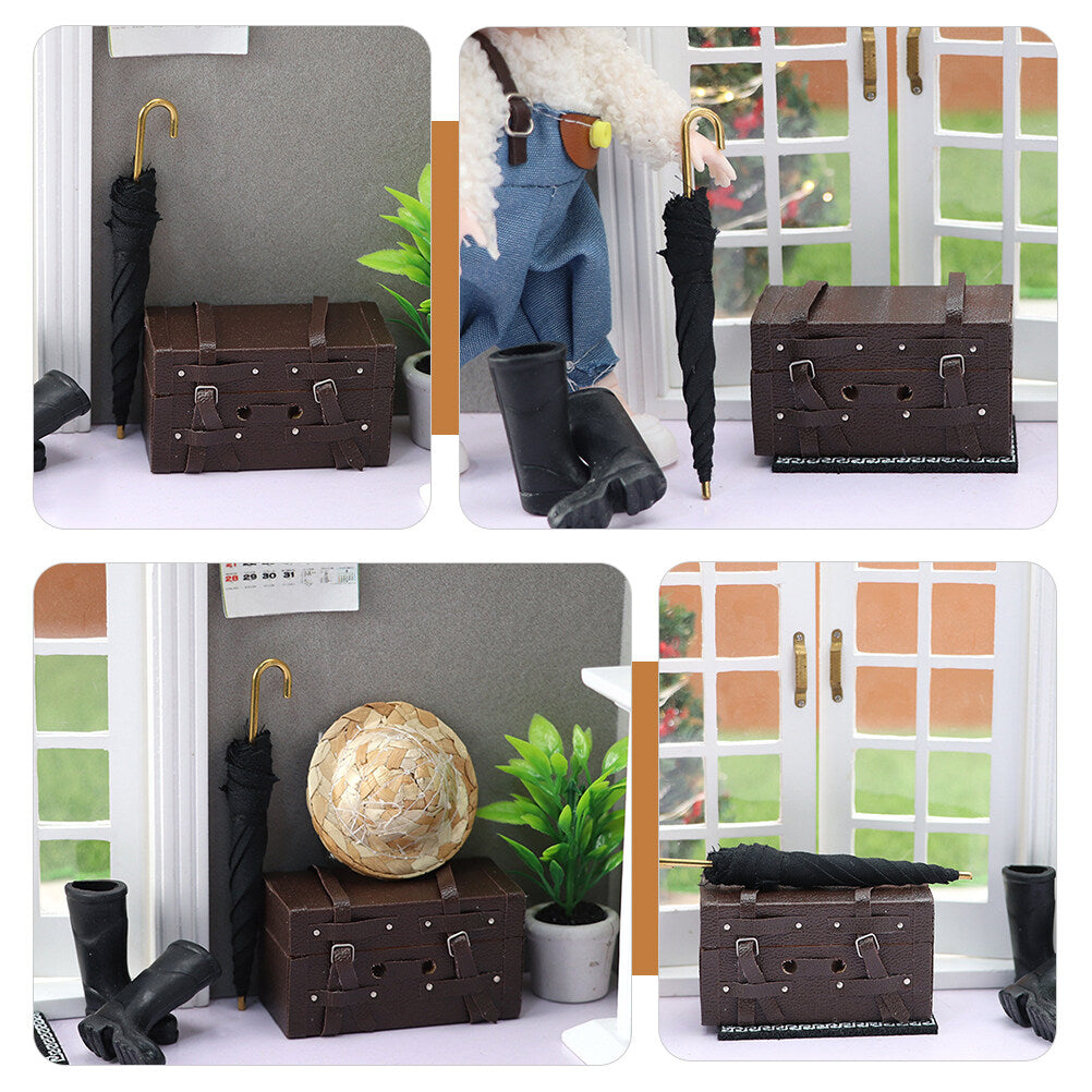 Miniature Shoes for Dollhouse Vintage Models Suitcase Travel Metal Q347
