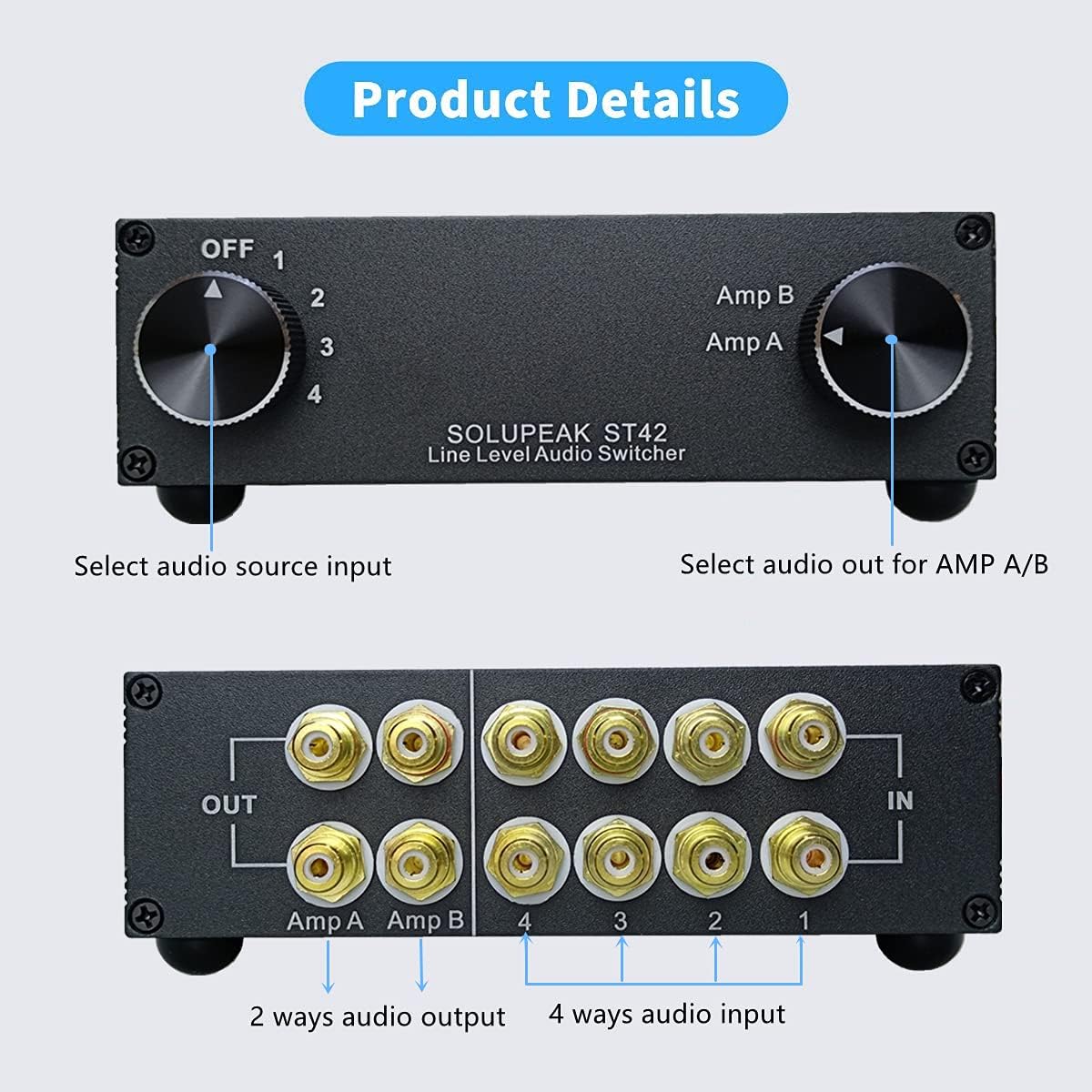 4-Way RCA Audio Switch Splitter Box T99679