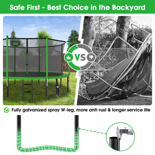 12FT Round Outdoor Trampoline with Enclosure Net N724190