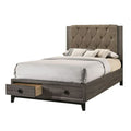 Queen Storage Bed Fabric Rustic Gray Oak C2730