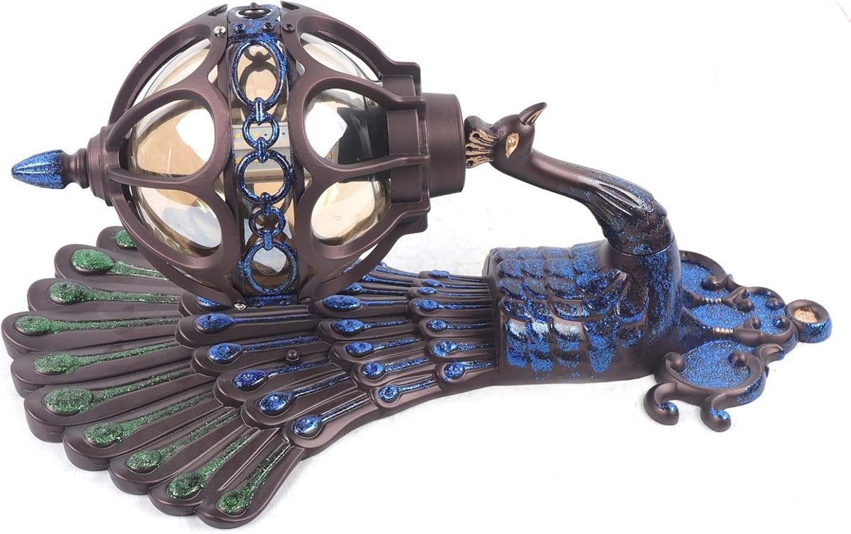 Peacock Wall Light Sconces, Metal and Glass Stained Wall Lamp, LED Antique Wall Mounted Lamp, E27 Z494