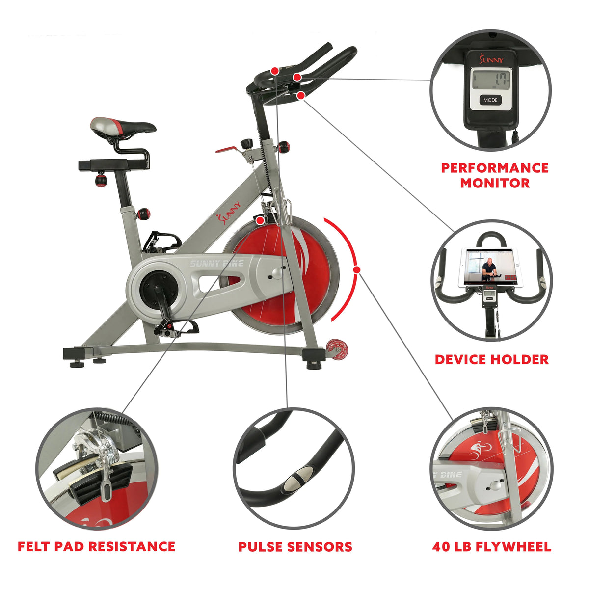 Stationary Belt Drive Indoor Cycling Exercise Bike with 40 lb Flywheel Z634246