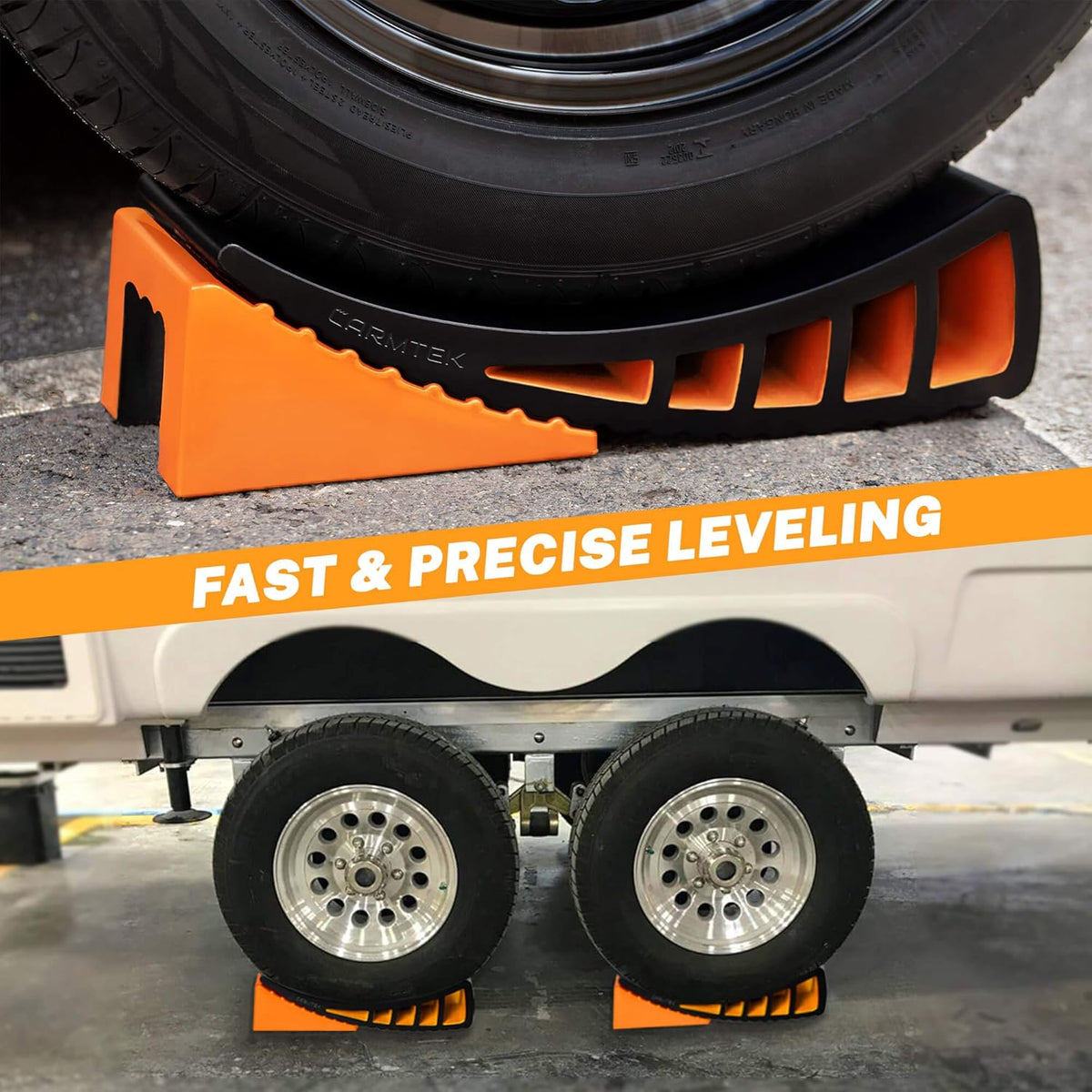 Curved RV Levelers with Wheel Chocks, Rubber Mats and Carry Bag C8606