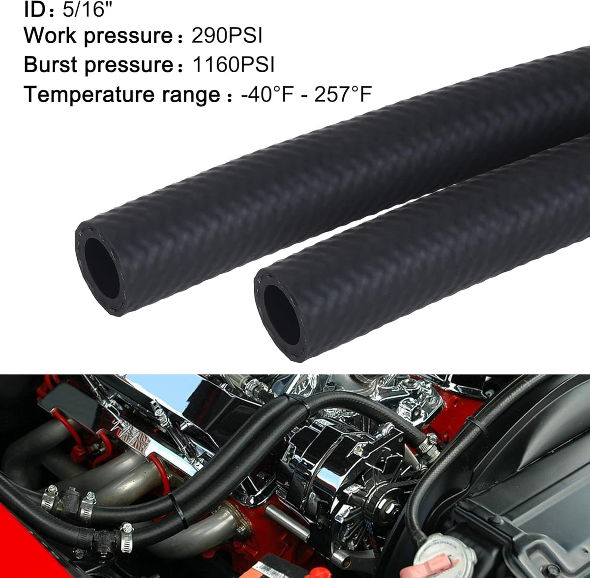 5/16 Fuel Hose Line NBR Rubber 25FT Pack of 2 C6844