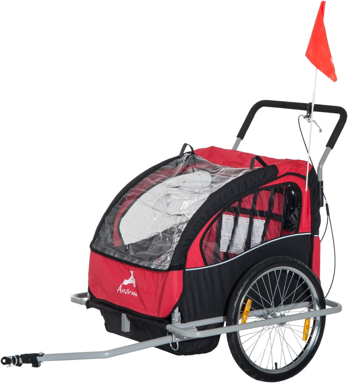 Three-Wheel Bicycle Cargo Trailer with 2 Security Harnesses & Storage J588