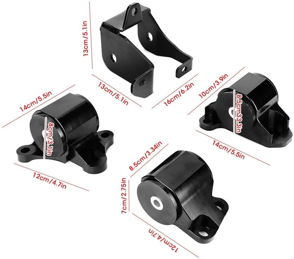 Black Engine Billet Motor Torque Mount Bracket Kit E225296