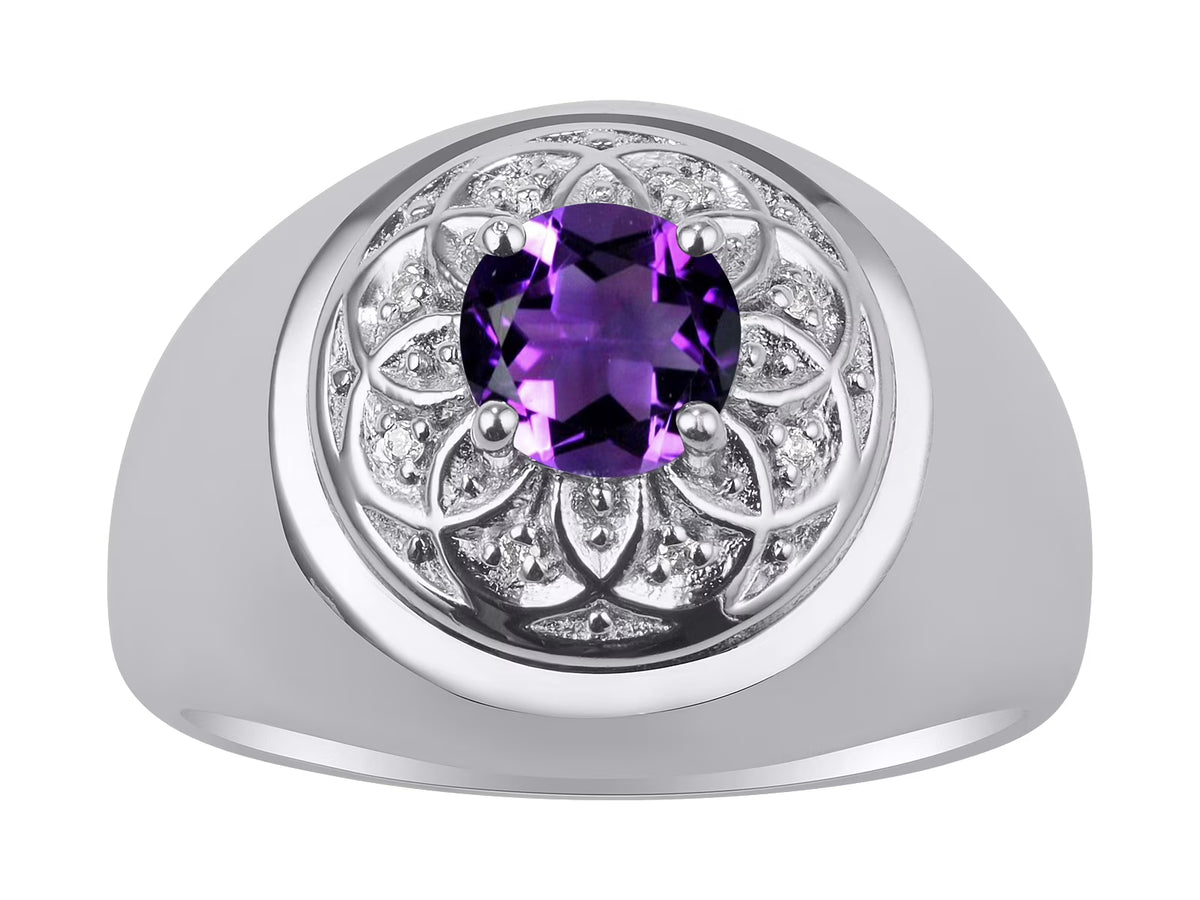 14K White Gold Oval Gemstone & Diamond Ring B951443