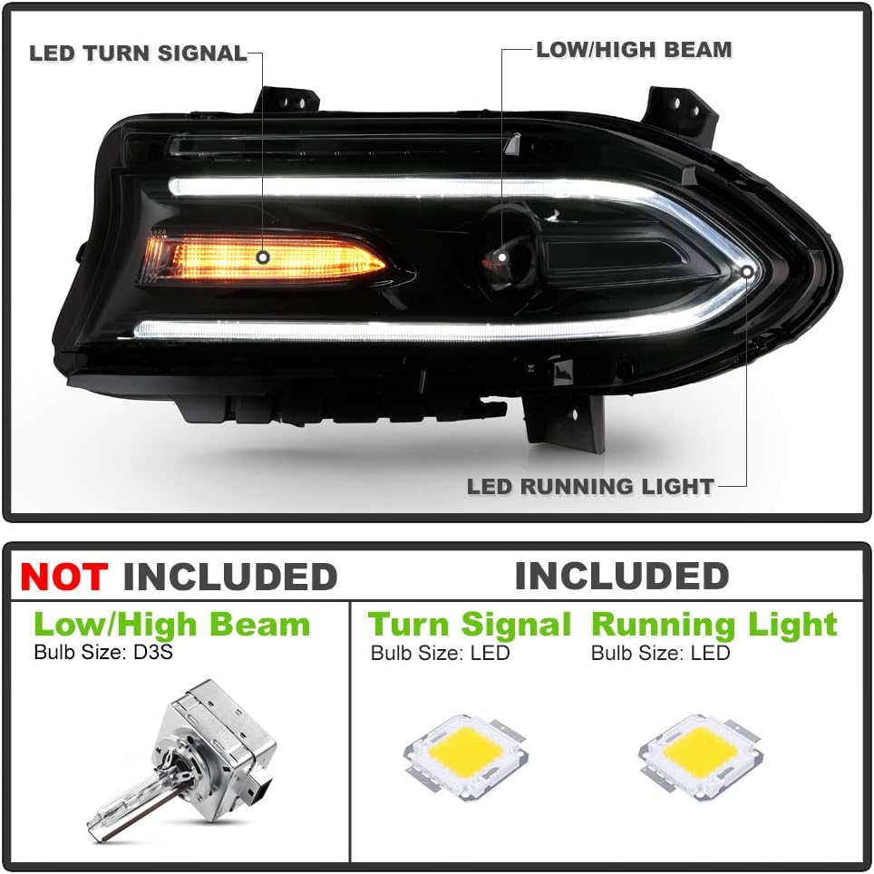 LED DRL Projector Headlights Headlamps Assembly Pair Y53280