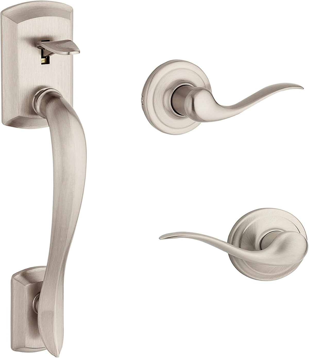 Satin Nickel Exterior Handle with Levers J32379
