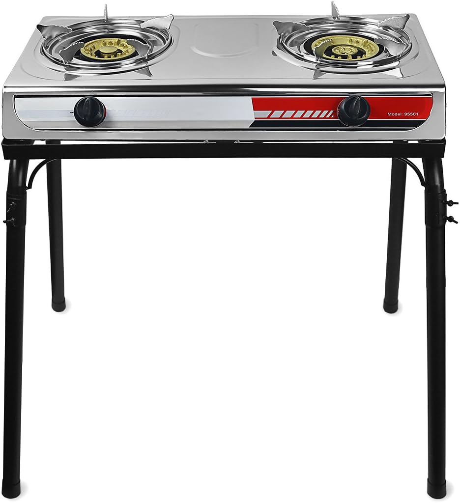 Portable Propane Gas Range 2-Burner Stove with Stand S5511