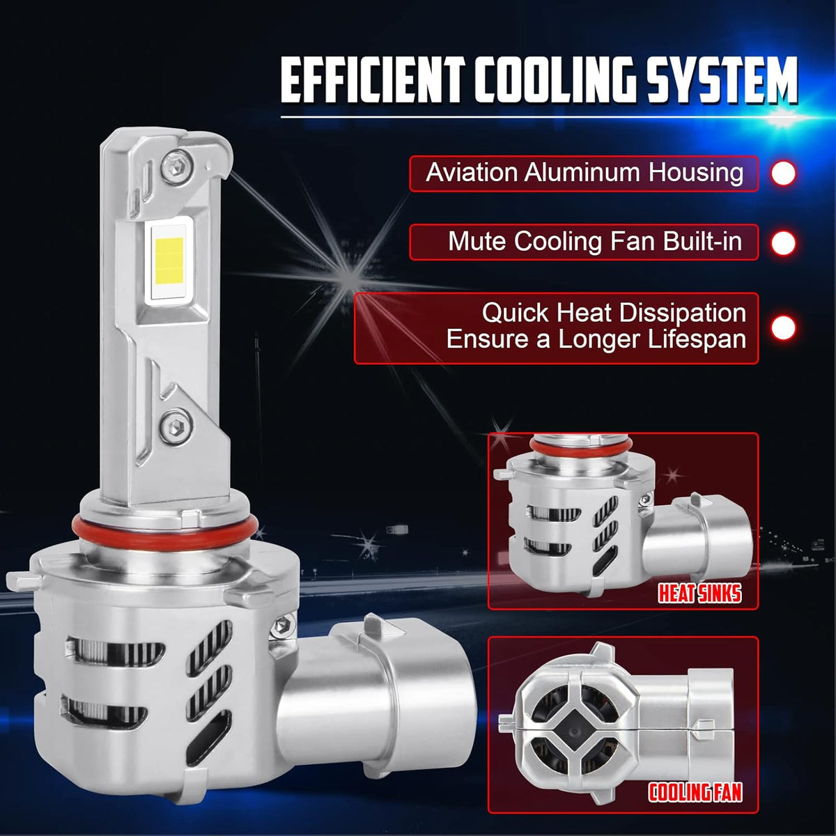 9005 LED Headlight Bulbs 6000K Xenon White, 2 Pack B843200