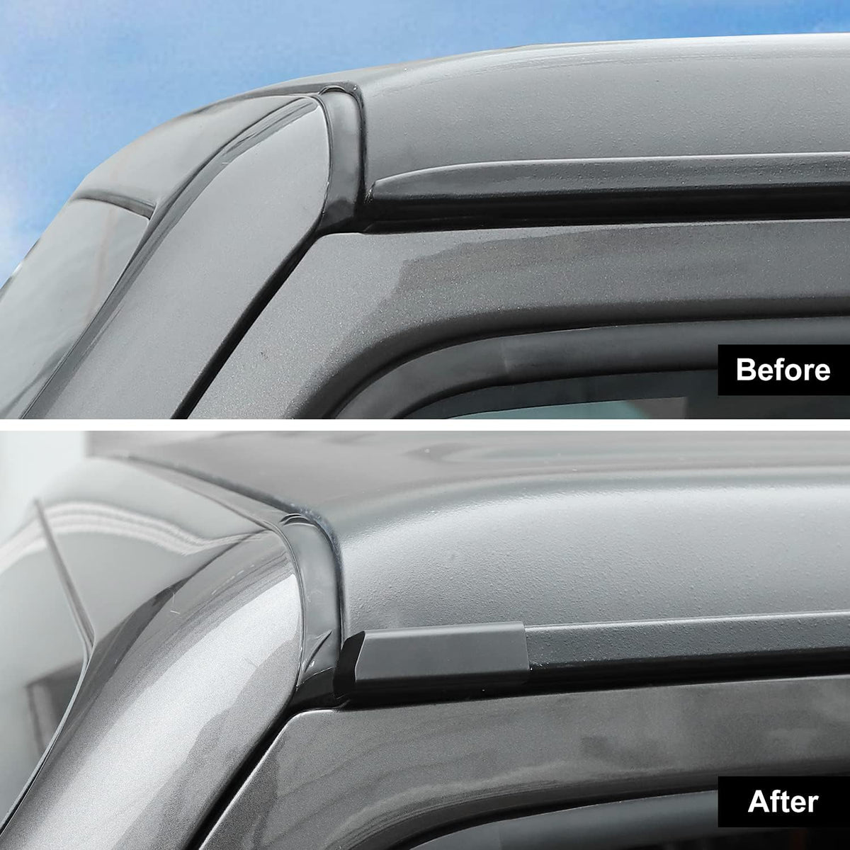 Black ABS Rain Gutter Deflector for Jeep Wrangler JL JLU & Gladiator JT, 1 Pair I78267