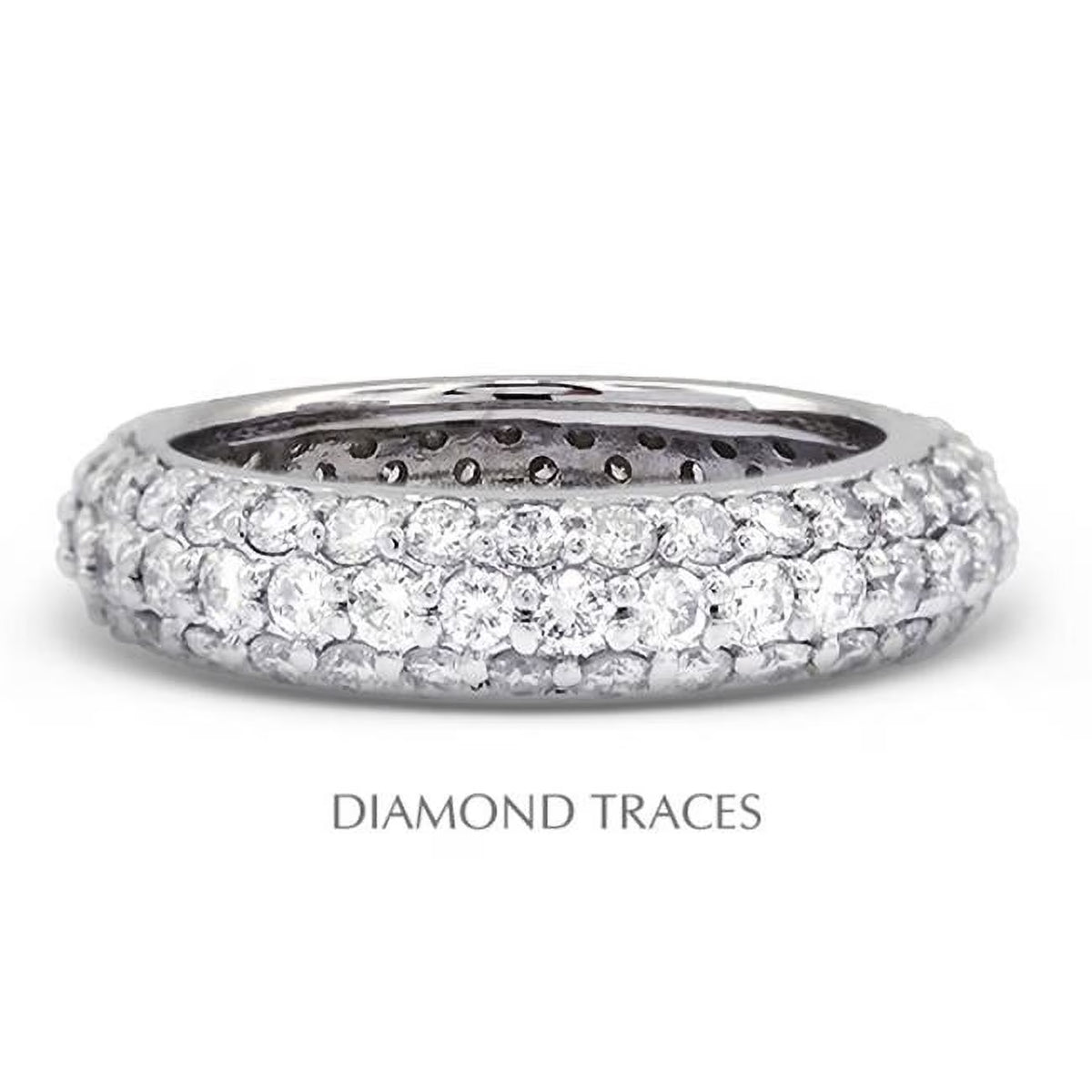18K White Gold Three Row Diamond Eternity Ring T543812