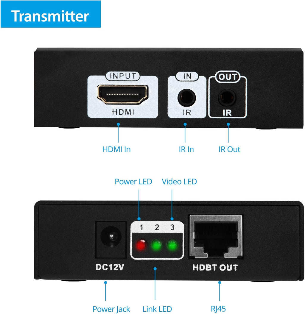 HDBaseT HDMI Extender 4K 60Hz Over CAT5e/CAT6/CAT7 Cable with Bi-Directional IR Y899815