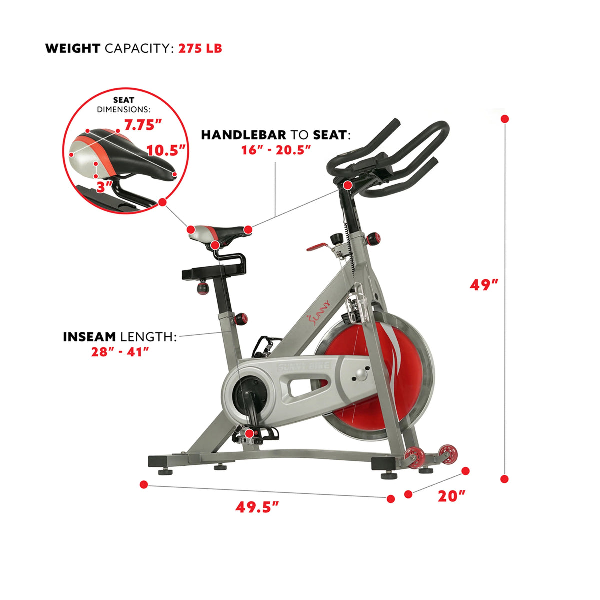 Stationary Belt Drive Indoor Cycling Exercise Bike with 40 lb Flywheel Z634246