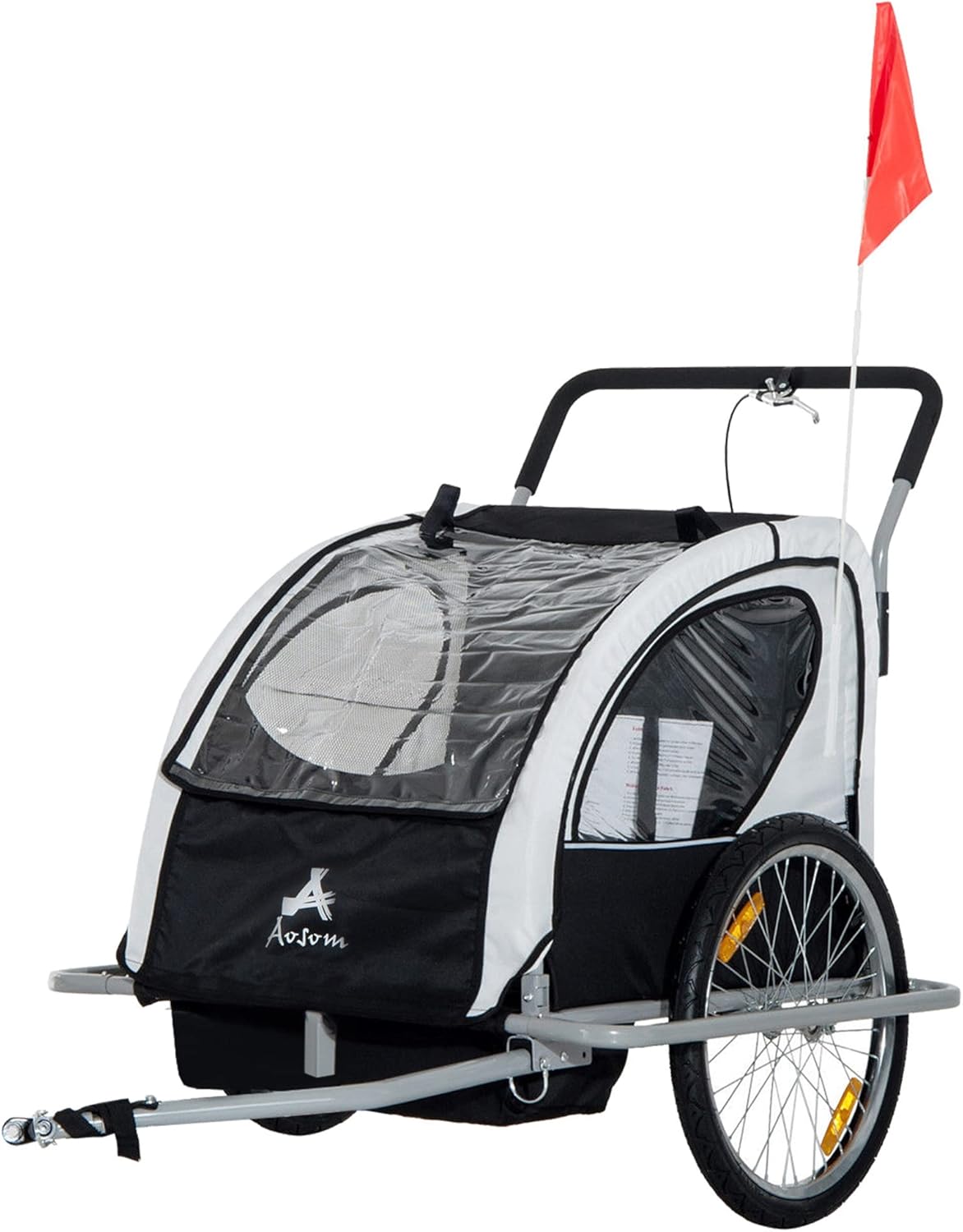 Three-Wheel Bicycle Cargo Trailer with 2 Security Harnesses & Storage J588
