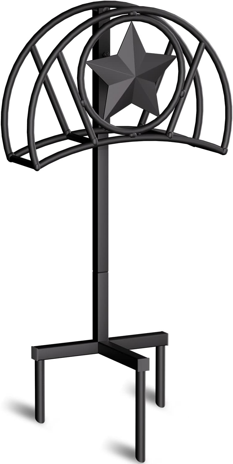 White Freestanding Metal Garden Hose Holder with Ground Stakes, Pack of 2 F26825