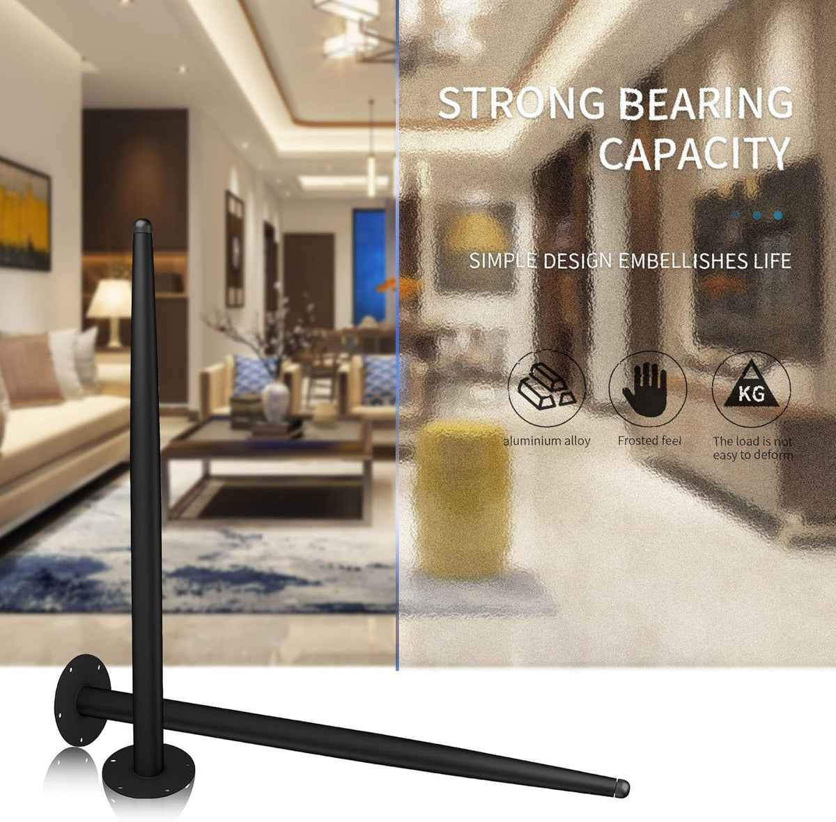 Black Metal Furniture Legs Pack of 4 T2416