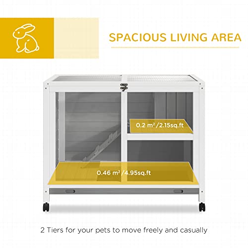 Natural Wood Rabbit Cage with Wheels K5502