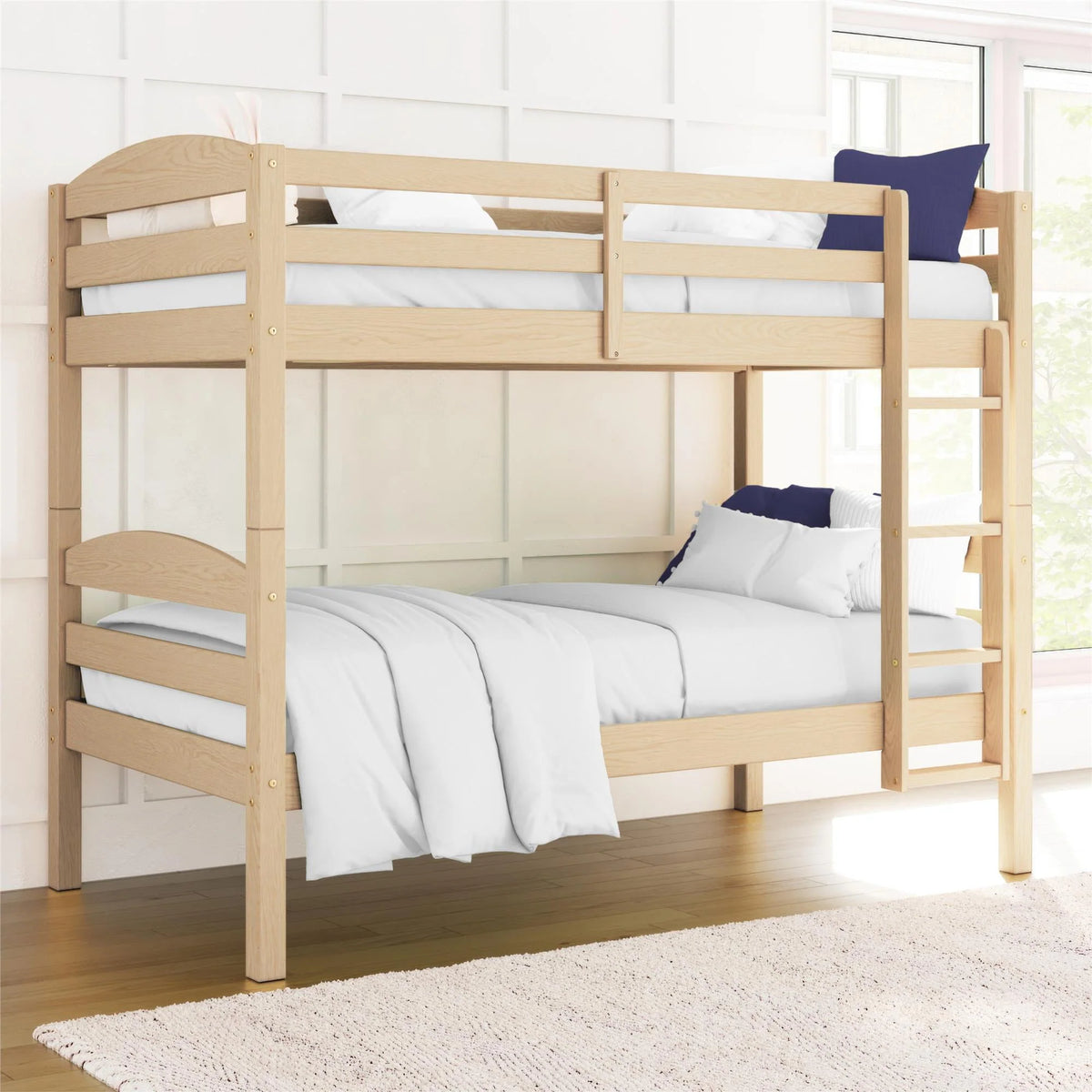 Solid Wood Twin-over-Twin Convertible Bunk Bed O8538