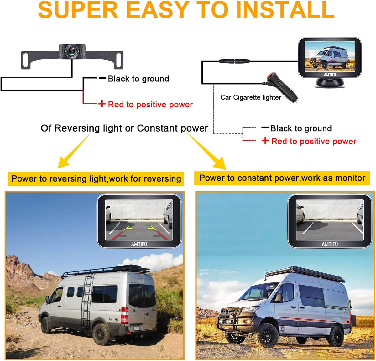 HD 1080P Bluetooth Rear View Camera with 5 Inch Split Screen Monitor N4394