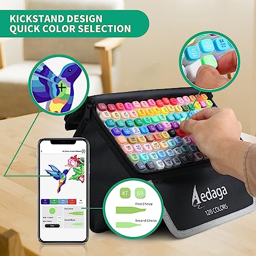 160 Colors Dual Tip Alcohol Markers with Kickstand Case J87443