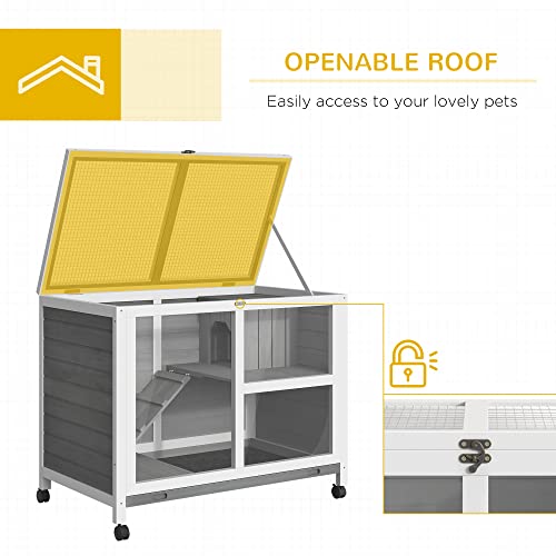 Natural Wood Rabbit Cage with Wheels K5502