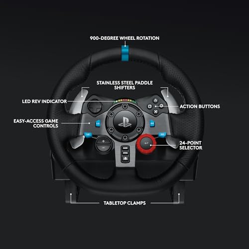 G29 Driving Force Racing Wheel and Pedals with Force Feedback and Real Leather, ASTRO A10 Gen 2 Wired Headset - Black P895