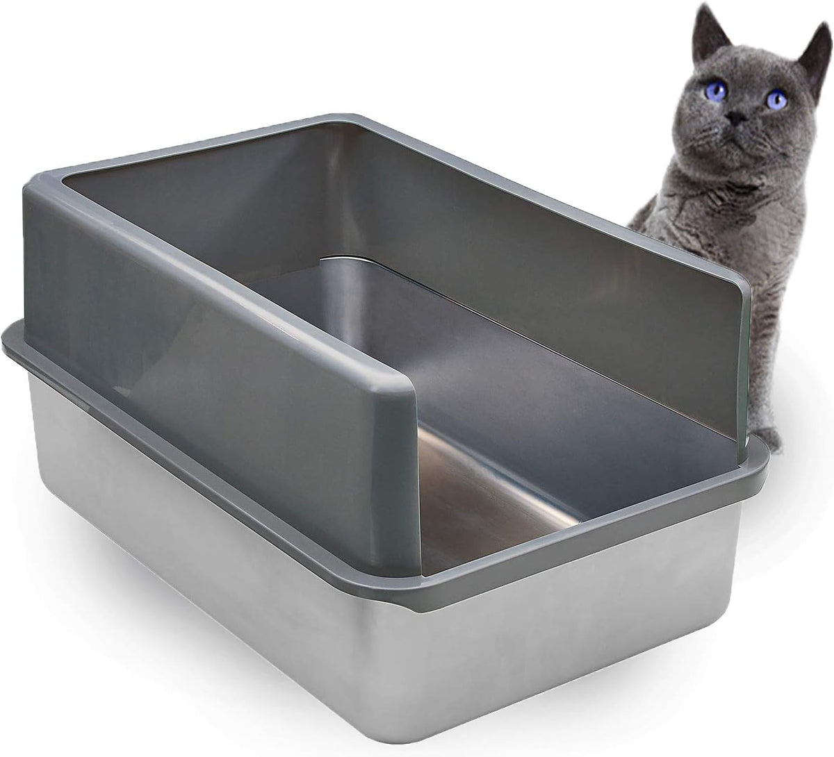 Stainless Steel XL Cat Litter Box with Enclosure N6107