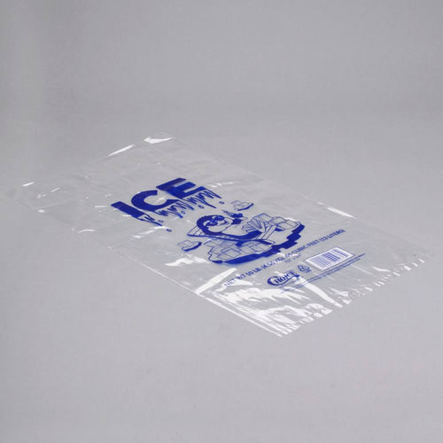 10 lb. Clear Plastic Ice Bag with Ice Print S453723