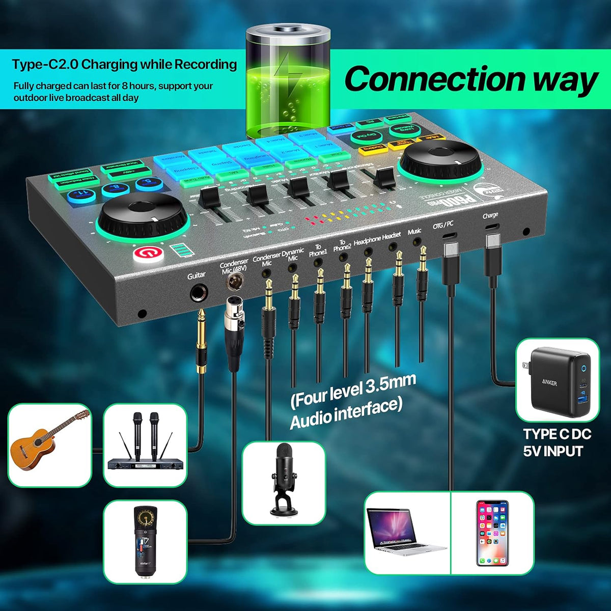 Audio Mixer with BT 5.0 Type C USB Interface N30962