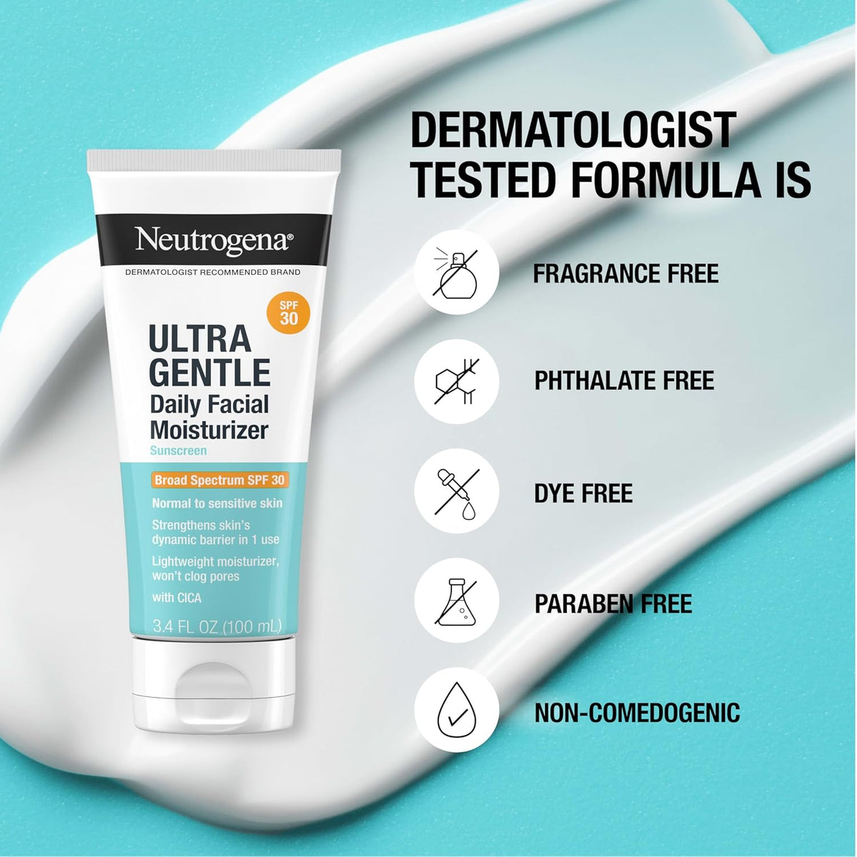 Ultra Gentle Daily Facial Moisturizer with SPF 30 Sunscreen, 3.4 fl. oz S24663