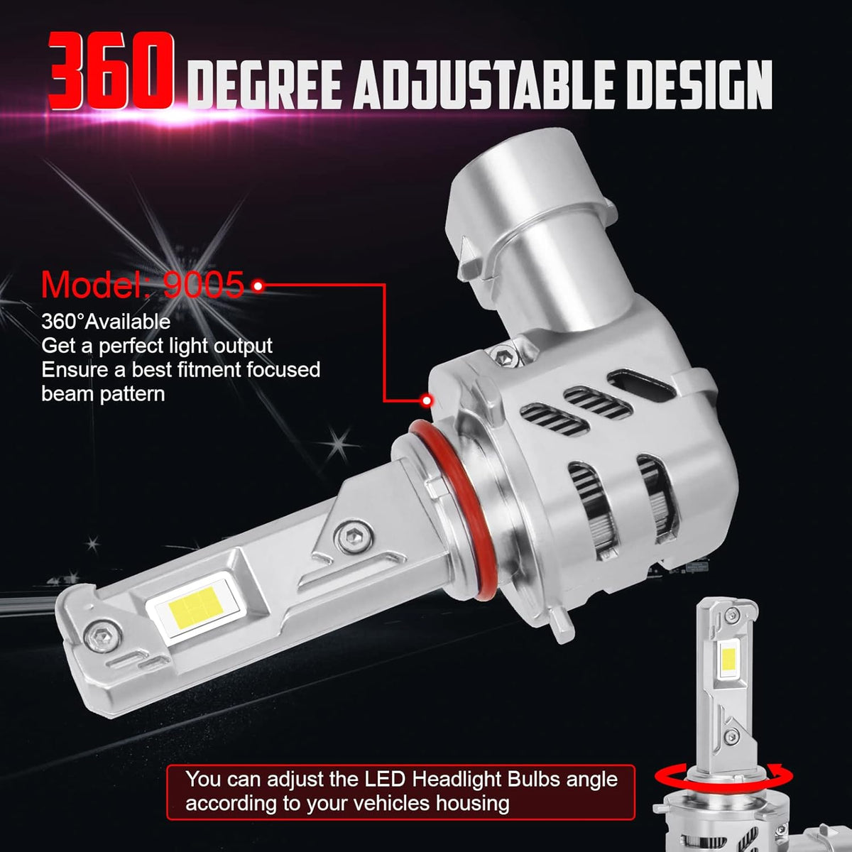 9005 LED Headlight Bulbs 6000K Xenon White, 2 Pack B843200