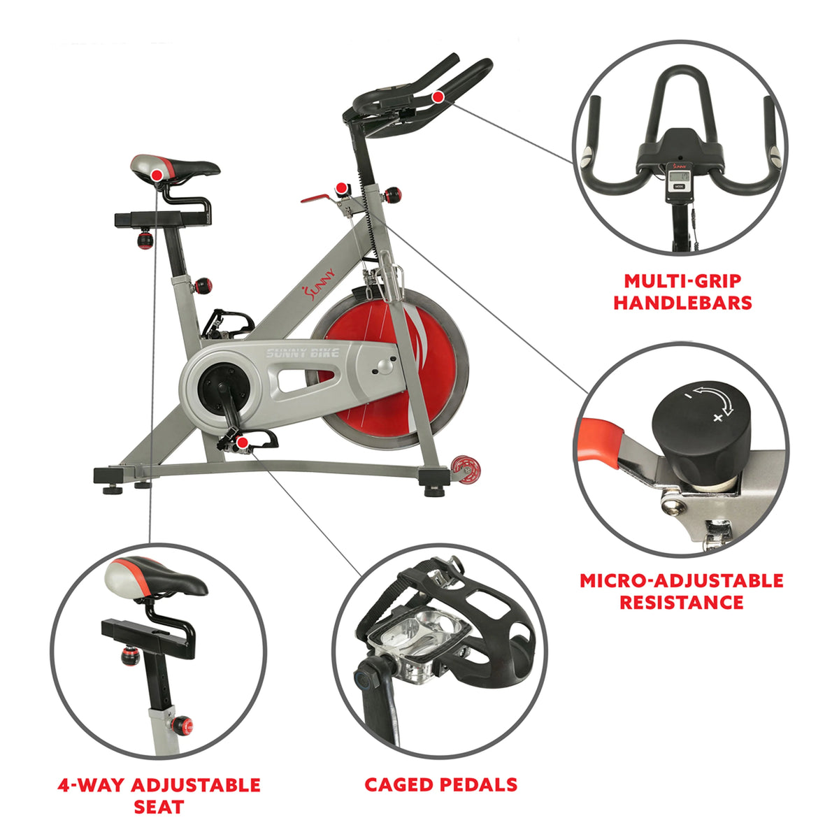 Stationary Belt Drive Indoor Cycling Exercise Bike with 40 lb Flywheel Z634246