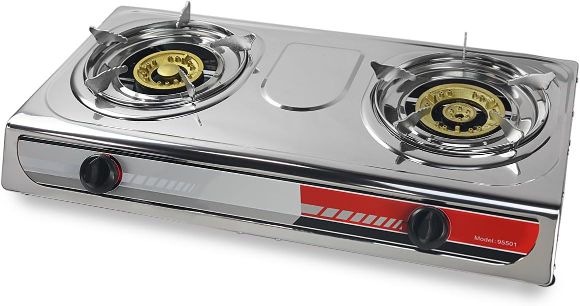 Portable Propane Gas Range 2-Burner Stove with Stand S5511