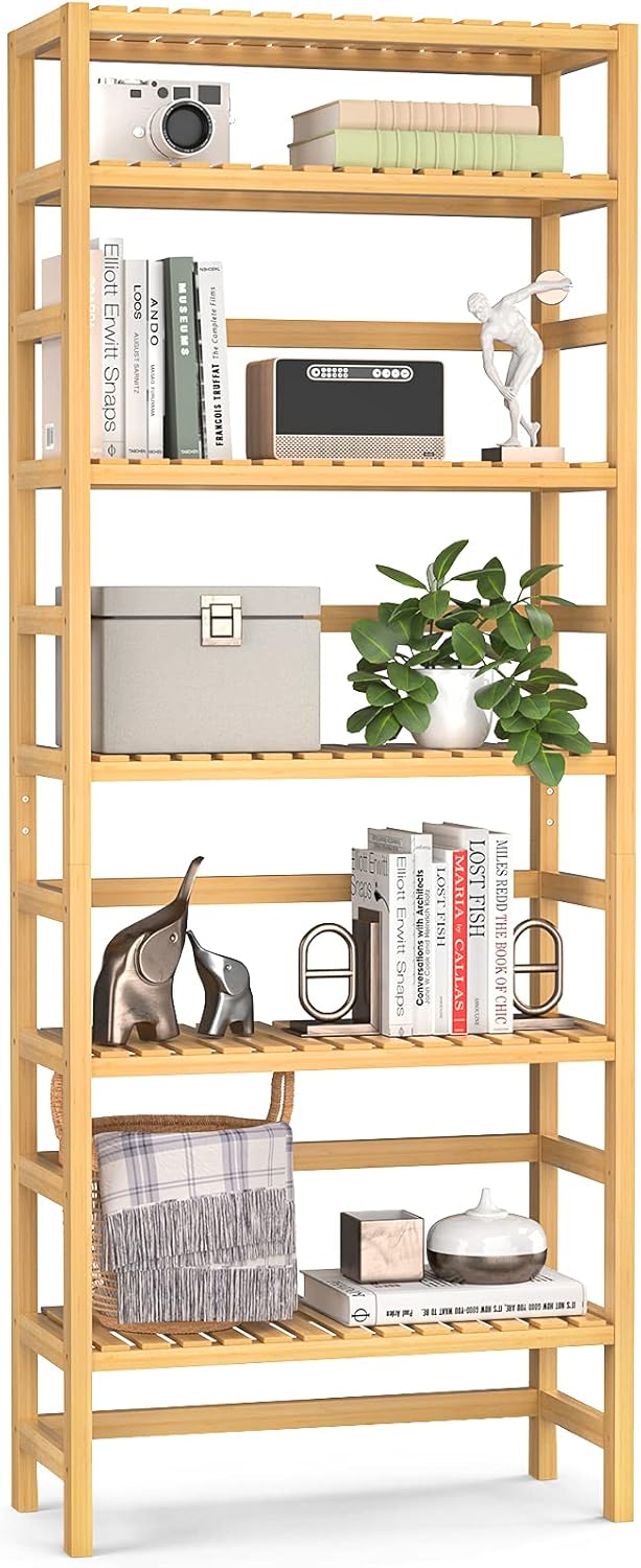 Bamboo 6-Tier Tall Bookcase 63.4” Shelving Unit C5052