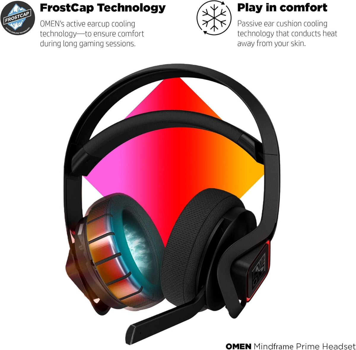 Black Gaming Headset with Cooling FrostCap Ear Cups Y4766