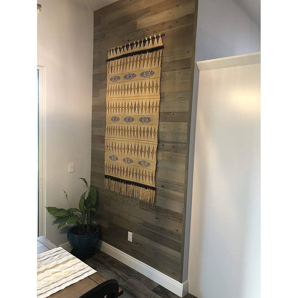 Reclaimed Wooden Wall Planks, Peel and Stick, 5x22 Wide, 10 Sq. ft, Driftwood M8211