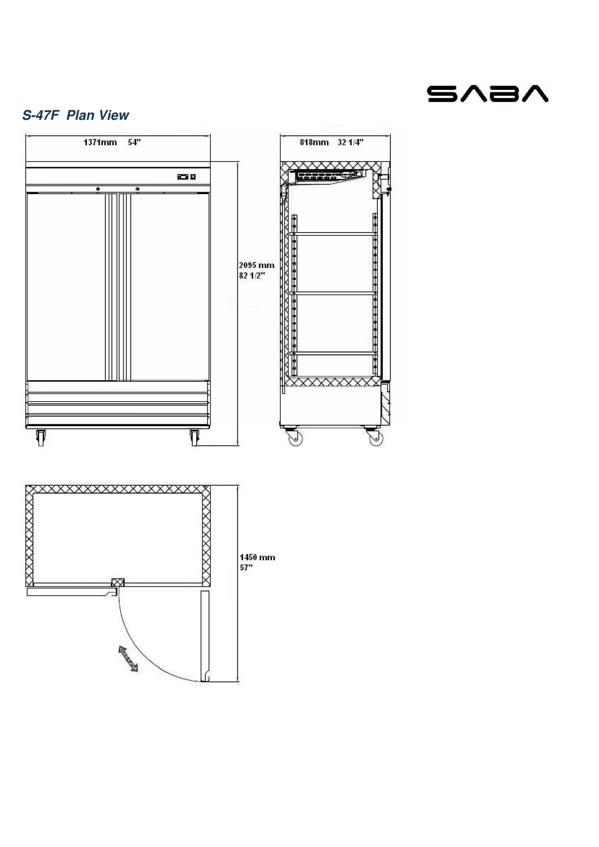 47 cu ft Stainless Steel 2 Door Reach-In Freezer C745