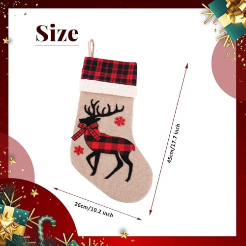 18" Burlap Plaid Christmas Stockings, Set of 4 O432843