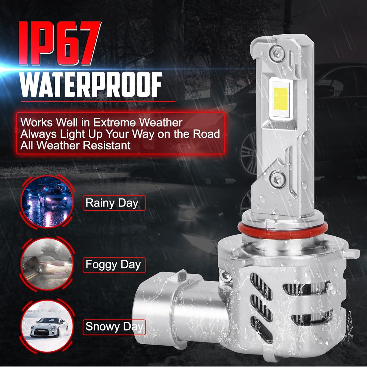 9005 LED Headlight Bulbs 6000K Xenon White, 2 Pack B843200