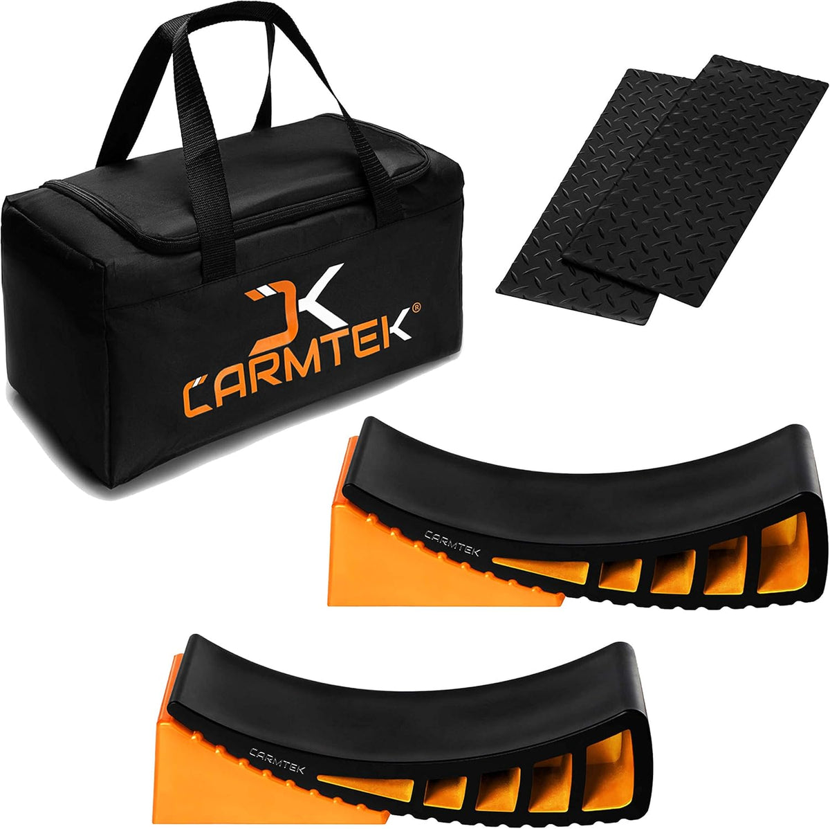 Curved RV Levelers with Wheel Chocks, Rubber Mats and Carry Bag C8606
